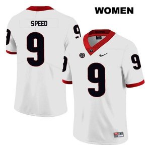 Women's Georgia Bulldogs NCAA #9 Ameer Speed Nike Stitched White Legend Authentic College Football Jersey QWH4454DI